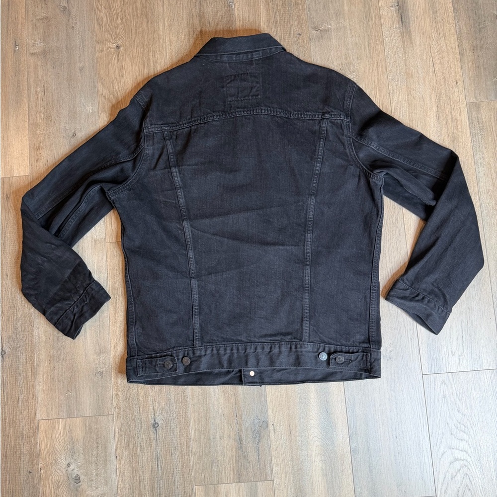Levi's Premium Black Denim Trucker Jacket with Red Tab Mens XL - Picture 3 of 8